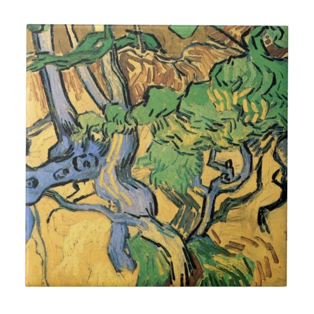 Azulejo De Cerâmica Raízes e Troncos de Árvores por Vincent van Gogh (Frente)