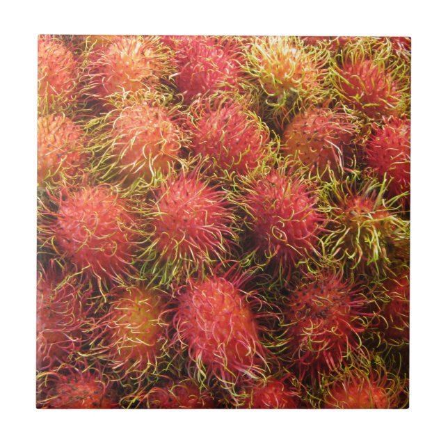 Azulejo De Cerâmica Rambutan Tropical Fruta (Frente)