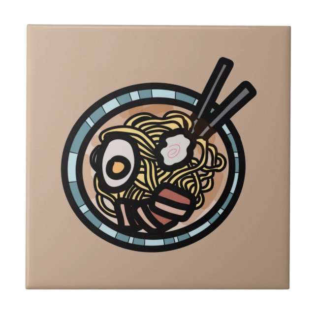 Azulejo De Cerâmica Ramen ama japonês fofo (Frente)