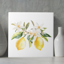 Azulejo De Cerâmica Ramificação de árvores de Frutas e flores brancas