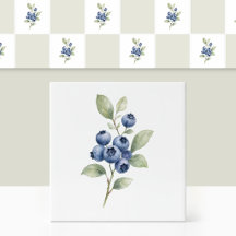 Ramo Botânico de Mirtilo Azul Selvagem em Aquarela