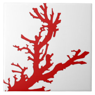 Azulejo De Cerâmica Ramo coral - vermelho coral e branco escuros