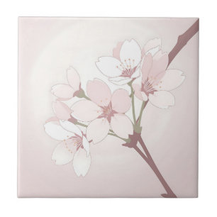 Azulejo De Cerâmica Ramo de Cerejeira Soft Minimalista Japonesa