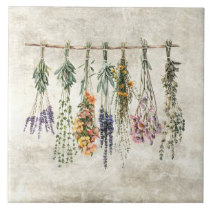 Azulejo De Cerâmica Ramos de Flores Rústicas Secas & Ervas