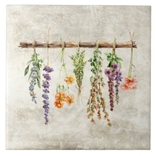Azulejo De Cerâmica Ramos de Flores Rústicas Secas Vintage