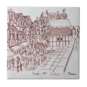 Azulejo De Cerâmica Ramparts, Mont Santo-Michel Normandia, França