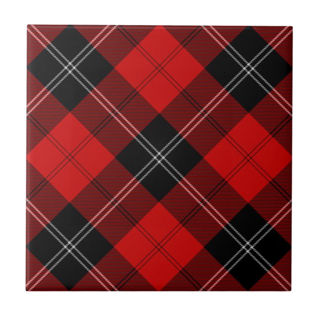 Azulejo De Cerâmica Ramsay tartan red xadrez (Frente)
