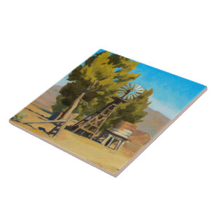 Azulejo De Cerâmica Ranch Windmill, Carson, Nevada por Maynard Dixon