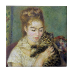 Azulejo De Cerâmica Rapariga com Gato por Renoir