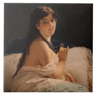 Azulejo De Cerâmica Rapariga com Medalhão (por Gerolamo Induno)