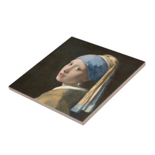Azulejo De Cerâmica Rapariga com pérolas e Arte Vermeer