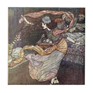 Azulejo De Cerâmica Rapariga das Noites Árabe com Escarpas Ilustra