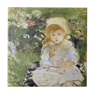 Azulejo De Cerâmica Rapariga jovem com uma boneca (por Berthe Morisot)
