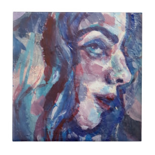 Azulejo De Cerâmica Rapariga Me Ama Blues