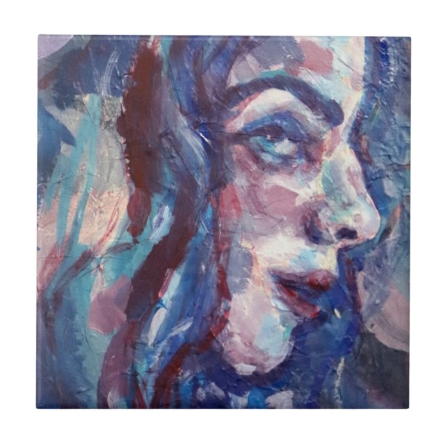 Azulejo De Cerâmica Rapariga Me Ama Blues (Frente)