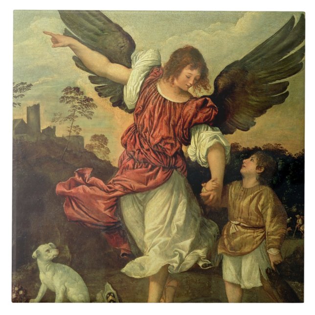 Azulejo De Cerâmica Raphael e Tobias, 1507-8 (óleo no painel) (Frente)