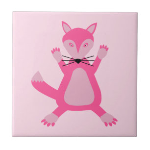 Azulejo De Cerâmica Raposa-Bebê Rosa bonito
