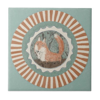 Azulejo De Cerâmica Raposa Fantasia Azul Terracota Aqua Teal