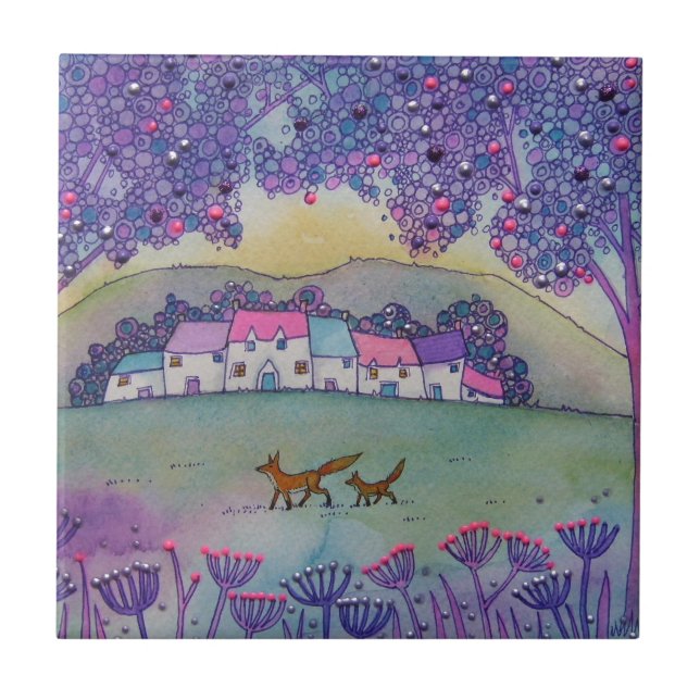 Azulejo De Cerâmica Raposas pequenas (Frente)