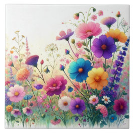 Azulejo De Cerâmica Rapsódia de Flores Silvestres