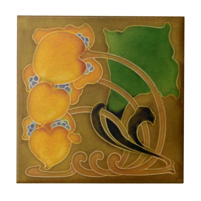 Azulejo De Cerâmica Raras Marsden c1900 Arte Floral Nouveau Repro (Frente)