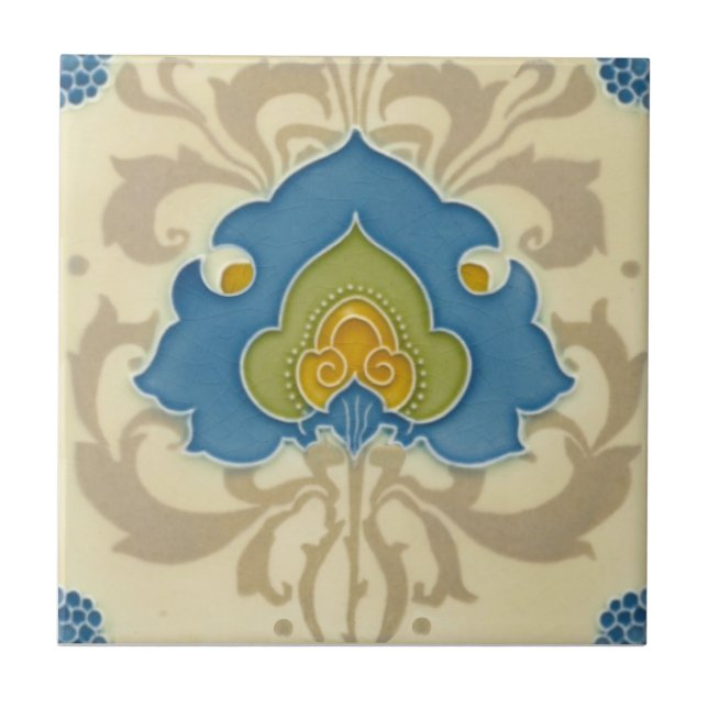 Azulejo De Cerâmica Raras Minton Art Nouveau Impressão+Alivio Antiquad (Frente)