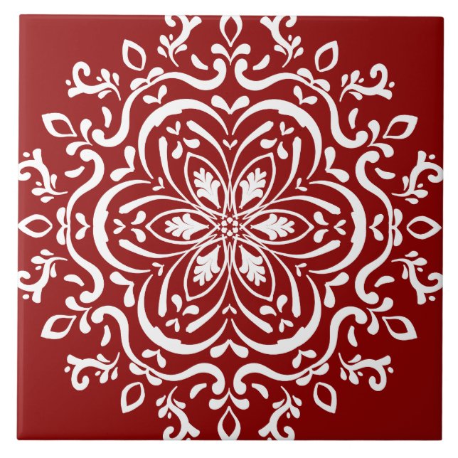 Azulejo De Cerâmica Raspberry Mandala (Frente)