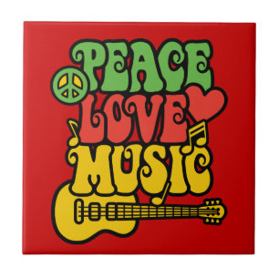 Azulejo De Cerâmica Rasta Peace-Love-Music