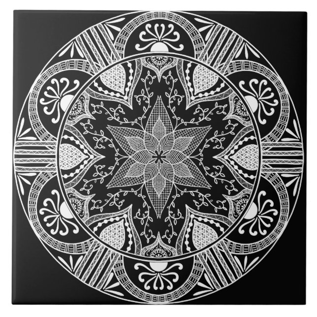 Azulejo De Cerâmica Raven Mandala (Frente)