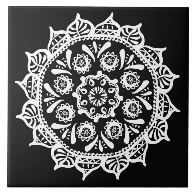 Azulejo De Cerâmica Raven Mandala (Frente)