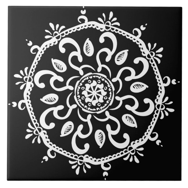 Azulejo De Cerâmica Raven Mandala (Frente)