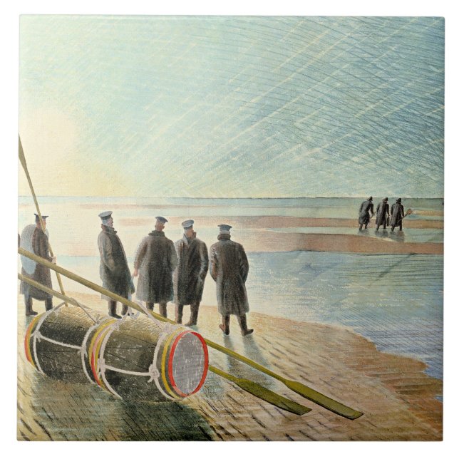Azulejo De Cerâmica Ravilious - Trabalho Perigoso na Maré Baixa, (Frente)
