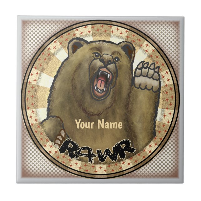 Azulejo De Cerâmica Rawr Bear (Frente)