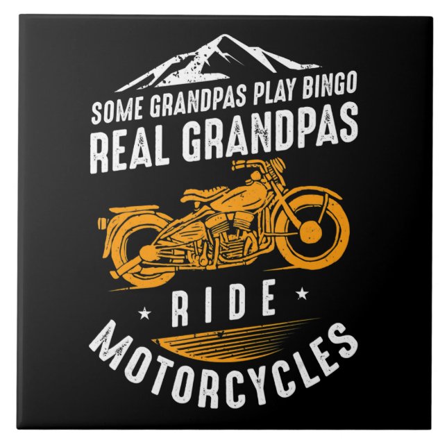 Azulejo De Cerâmica Real Grandpas Andam Motocicletas Presentes Para Bi (Frente)