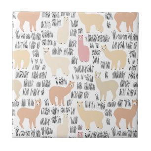 Azulejo De Cerâmica Rebanho do teste padrão das alpacas