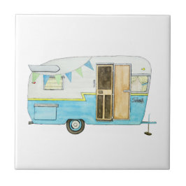 Azulejo De Cerâmica Reboque de acampamento Trivet do vintage
