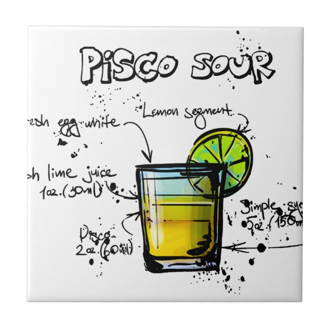 Azulejo De Cerâmica Receita ácida do cocktail de Pisco (Frente)