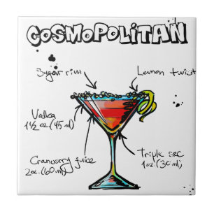 Azulejo De Cerâmica Receita cosmopolita do cocktail