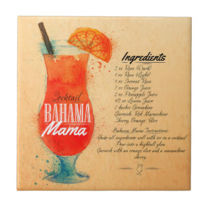 Azulejo De Cerâmica Receita de Bahama Mama