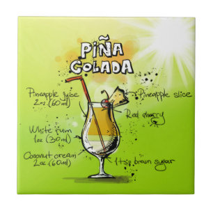 Azulejo De Cerâmica Receita de Cocktails Pina Colada