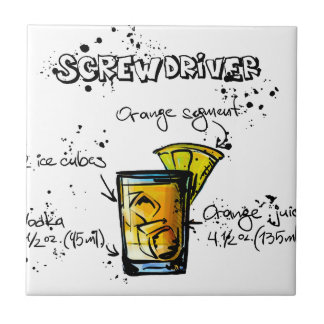 Azulejo De Cerâmica Receita do cocktail da chave de fenda