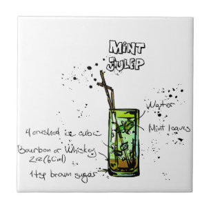 Azulejo De Cerâmica Receita do cocktail do Julep de hortelã