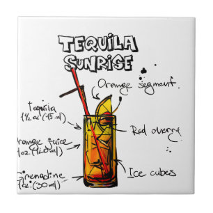 Azulejo De Cerâmica Receita do cocktail do nascer do sol do Tequila