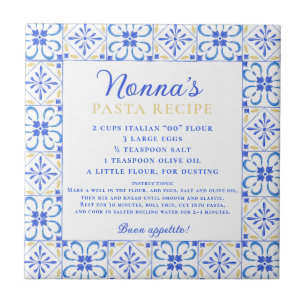 Azulejo De Cerâmica Receita Personalizada Azul Branco Cozinha