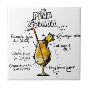 Azulejo De Cerâmica Receita Pina Colada do cocktail
