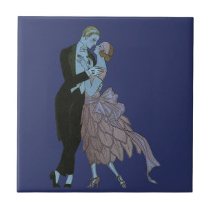 Azulejo De Cerâmica Recém-Casados Vintage Art Déco, Dança de Casamento