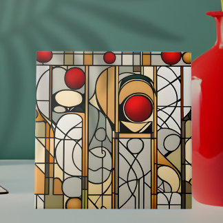 Azulejo De Cerâmica Red Balls Art Deco Art Nouveau
