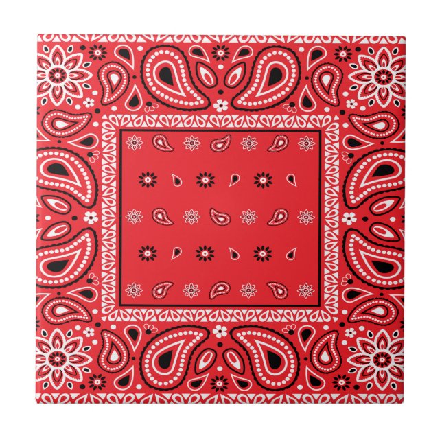 Azulejo De Cerâmica Red bandana paisley bandanas rap hip hop (Frente)