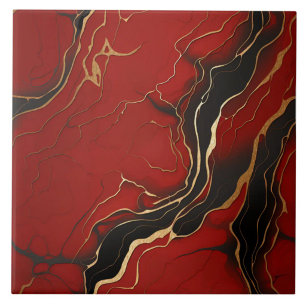 Azulejo De Cerâmica Red black gold Mármore Remoinho Linhas