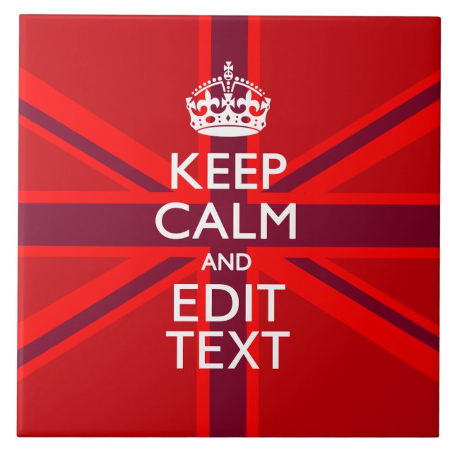 Azulejo De Cerâmica Red Burgundy Mantenha Calmo Sua Bandeja de Texto (Frente)